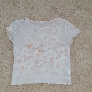 American Eagle white flowered shirt